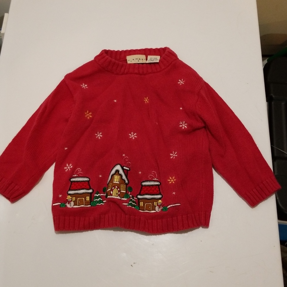 Red Christmas sweater size 2T j. KHAKI